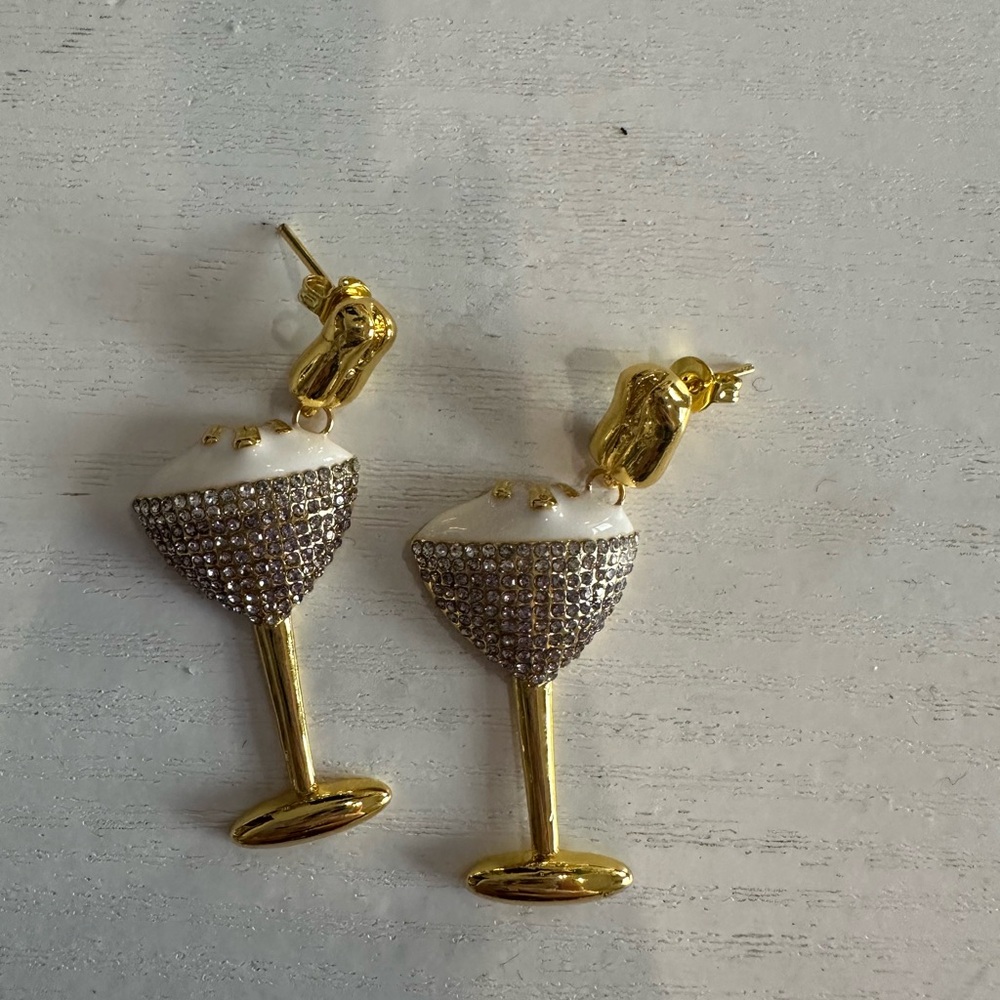 Gold and white espresso martini earrings